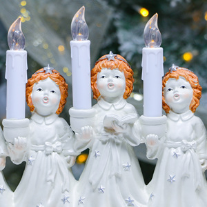 Decorazione Natalizia Creativa per Chiesa Joyland, Candela Elettronica LED in Resina con <span class=keywords><strong>Angioletti</strong></span> per Uso Interno - Product Image 5