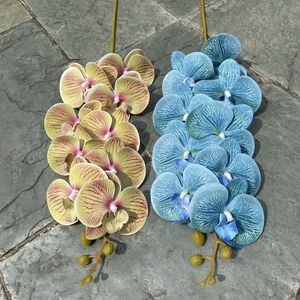 Haute qualité tige unique 9 têtes vraie touche fleurs d'orchidées blanches en gros artificielle Phalaenopsis bleu Graduation Pâques - Product Image 5