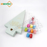 Boîte cadeau en carton rigide en forme d'arbre pour 12 macarons, personnalisée et luxueuse, avec inserts, emballage en papier rigide pour biscuits de boulangerie
