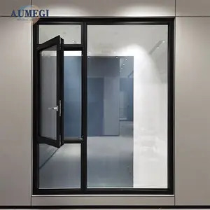 Sistema de ventanas de oficina Aumegi, precio de ventanas abatibles sin marco, ventana abatible de acero, ventanas inclinables y giratorias