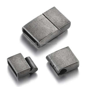 Boucle de bracelet en cuir avec fermoir magnétique en acier inoxydable antique personnalisé pour accessoires de bijoux DIY, trou de 10x3mm, couleur lividité - Product Image 1