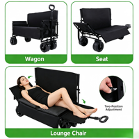 Chariot pliant avec sièges, chariot de camping d'extérieur, chariot double usage pour s'asseoir et s'allonger, chariot utilitaire portable pour pique-nique avec siège-canapé