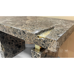 Luxury Living Room Hotel Apartment Villa <b>Console</b> <b>Tables</b> Brown Marble Rectangle <b>Table</b> With <b>Gold</b> Steel Design 587 Living Room Cons - Product Image 3