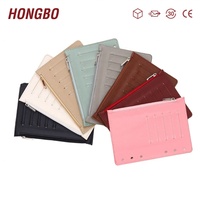 Hongbo meilleure vente 8 couleurs A6 Litchi cuir lâche mouche feuille tableau de bord pour A6 Budget classeur avec fente pour carte et pochette à fermeture éclair