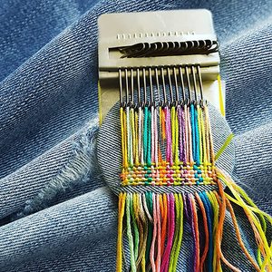 Minimáquina de Daring Loom para principiantes, herramienta de tejido artesanal, Kit de telar de tejer, herramienta de reparación para remendar rápidamente calcetines Vaqueros, <span class=keywords><strong>ropa</strong></span> - Product Image 3