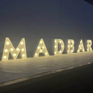 Font Outdoor Waterproof Mini Marquee Letter Sign Metal Letters Marquee Light Bulb Font Party Birthday Decoration