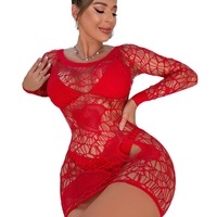 Vente chaude 2024 collants femmes maille Sexy body à manches longues résille Lingerie robe