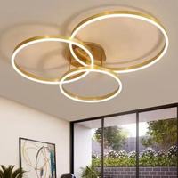 Lustre de plafond LED moderne pour salon, salle d'étude, chambre à coucher, éclairage intérieur dimmable, décoration de lampes dorées et noires