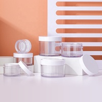 Pot à crème transparente de forme ronde avec couvercle blanc, cosmétique, 10g, 30g, 50g, 100g, 150g, 200g, 250g