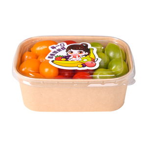 Caja de almuerzo de papel kraft rectangular impermeable para ensalada de frutas, almacenamiento de comidas para llevar tipo bento - Product Image 2