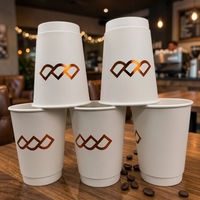 Gobelet en papier kraft à double paroi pour boissons chaudes, écologique et de qualité alimentaire, logo personnalisé accepté, gobelet en papier de 8/12/16 oz