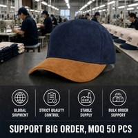 Casquette de baseball bicolore à 5 panneaux en tissu texturé avec visière en daim, ajustable, pour sports de plein air (vente en gros)