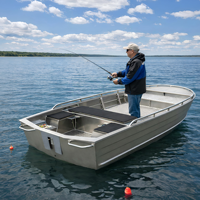 Bateau de travail en aluminium durable de 3,3 m pour la pêche en eau peu profonde sur lac et rivière, avec revêtement et support de ponçage, OEM ODM