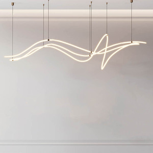 Trang Trí Nội Thất Trần Thanh Cao Bay Màu Đen Và Trắng Hiện Đại Tùy Chỉnh Tuyến Tính Dẫn Ánh Sáng Mặt Dây Chuyền Đèn Chùm - Product Image 5