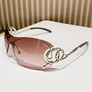 Rimless Shield <b>Sunglasses</b> <b>Gradient</b> Blue UV400 Women Y2K Fashion Sun Protection Adult - Product Image 4