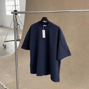 T-shirt unisexe en coton respirant à col rond surdimensionné de qualité supérieure en gros, 250 g/m², poids lourd, coupe ajustée, uni - Product Image 1