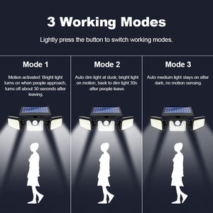 Lampe murale solaire à trois têtes, étanche, pour la maison et l'extérieur, avec capteur de mouvement, super lumineuse - Product Image 3