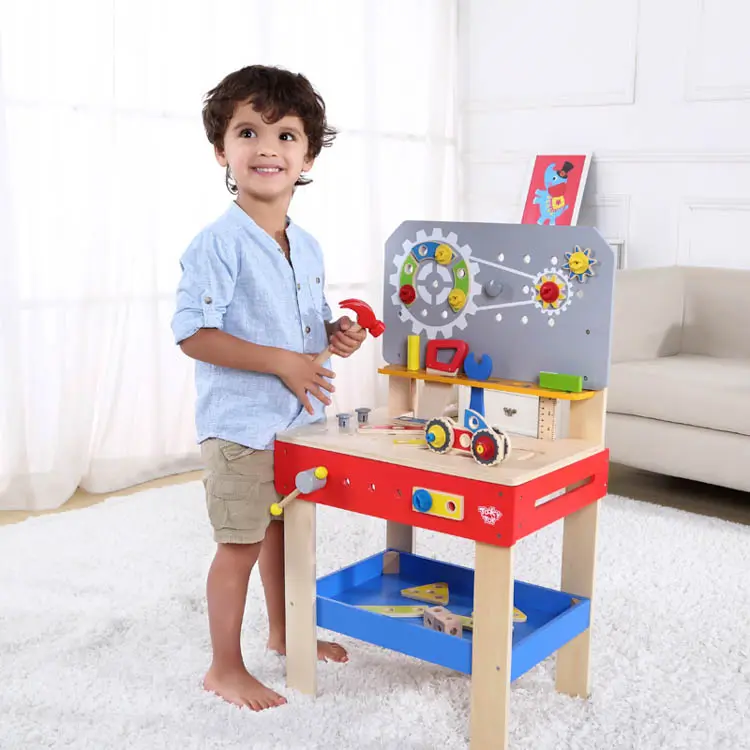 Banc de travail pratique en bois pour enfants, jouets, outils de Construction