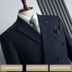 S3000A 2025 hommes <span class=keywords><strong>bleu</strong></span> double boutonnage affaires <span class=keywords><strong>costume</strong></span> décontracté mode <span class=keywords><strong>gilet</strong></span> de mariage pour les meilleurs hommes costumes - Product Image 3
