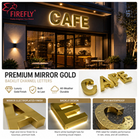 Letrero Retroiluminado con Logotipo de Marca Personalizado, Letras de Canal 3D en Dorado Pulido Espejo, Señalización para Negocios, Tiendas, Letrero LED para Fachada