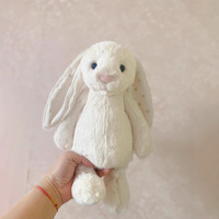Boneka Kelinci Jellcatt UK Lucu Warna Putih, Kelinci Pemalu Bermotif Bintang dengan Telinga Panjang