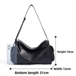 OEM Fabricant Sac Épaule Femme Cuir Véritable Vintage Personnalisé Grande Capacité Porte-Documents Poches Latérales Doubles - Product Image 4