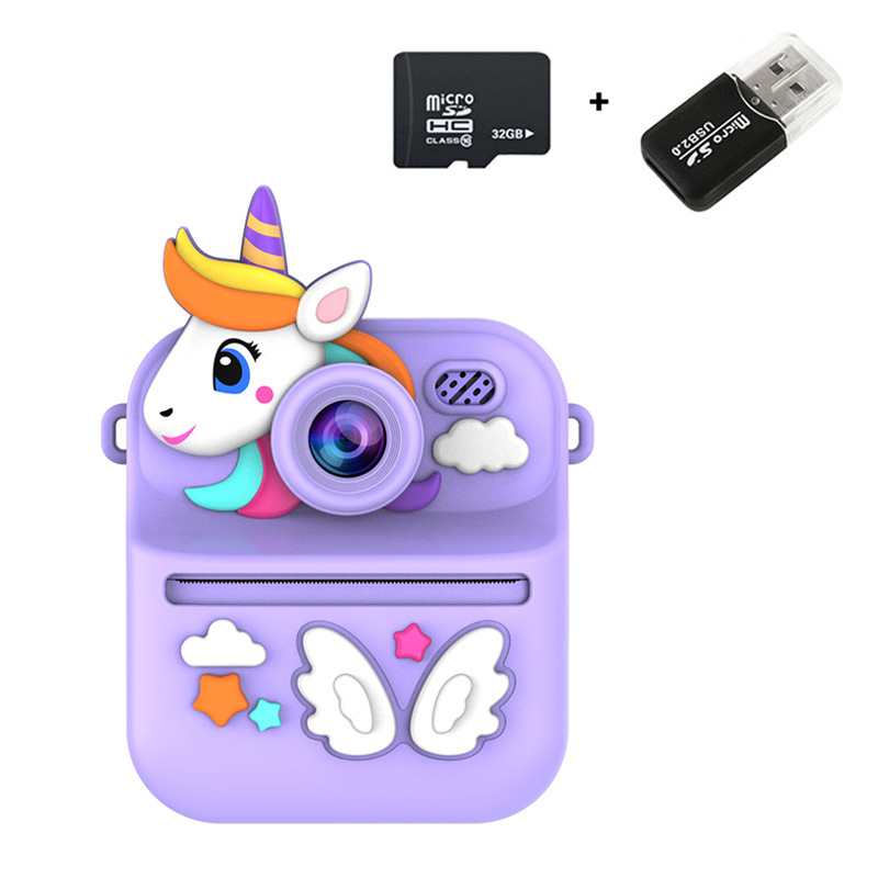 S1 Printer Camera - Purple Unicorn 32GB Memory Card USB Card Reader