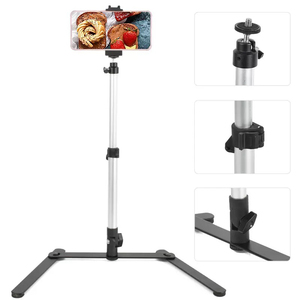 Soporte DE MESA DE ALUMINIO ajustable plateado <span class=keywords><strong>Mini</strong></span> monópode de fotografía Soporte de teléfono Trípode Monópode ajustable - Product Image 6