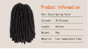 Extensiones de Cabello Sintético de Alta Temperatura, <span class=keywords><strong>Trenzas</strong></span> Africanas Rizadas de 8 Pulgadas, Estilo Spring Twist - Product Image 2