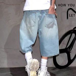 Nuevos Pantalones Cortos de Mezclilla Anchos para Hombre 2025, Venta al por Mayor, Estilo Urbano, Corte Holgado, Casuales, con Logotipo Personalizado - Product Image 2