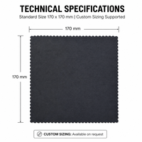 Chiffon de nettoyage noir pour écrans, lentilles et appareils électroniques, avec bord en zigzag, serviette douce, OEM ODM, taille personnalisée, logo, emballage