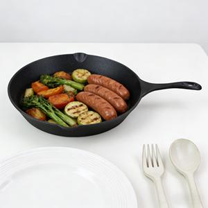 Ensemble de poêles rondes en fonte de 12 pouces et petite poêle à frire au design moderne, collection de matériel de cuisson en métal pour <span class=keywords><strong>l</strong></span>'extérieur - Product Image 4