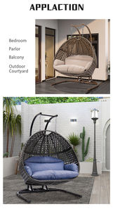 Wholesale Indoor Outdoor Furniture Double Seat Swing Egg <b>Chair</b> Popular Patio Garden Balcony Rattan Hanging - Product Image 4
