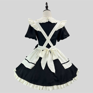 Zixiao Lolita Maid Dress Women Black White Apron Flutter Sleeves Elegant Soft Girl Style - Product Image 3