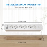 Multiprise EU 6 voies avec 4 ports USB PD 20W QC 3.0, câble de 2 m, prises Schuko, prise de courant encastrée