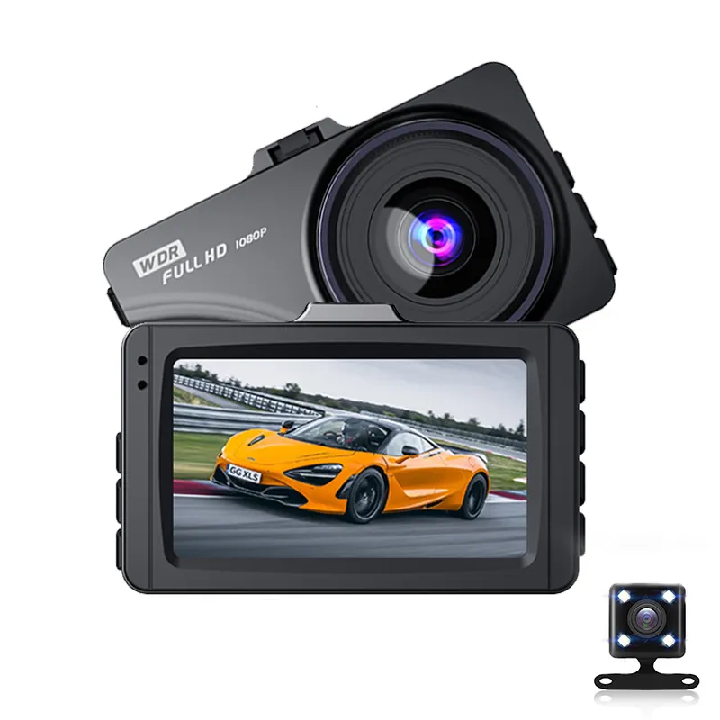핫 세일 3 인치 듀얼 렌즈 HD 1080P 자동차 대시 카메라 170 와이드 앵글 야간 투시경 HD 비디오 레코더 자동차 블랙 박스와 운전 모드