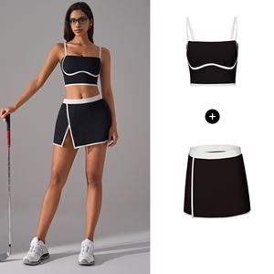 Grosir Baju Olahraga Wanita 2-Potong, Set Tank Top & Rok Gym Bahan Bernapas untuk Tenis & Fitness, Cepat Kering, Stretch 4 Arah, Logo Custom - Product Image 1