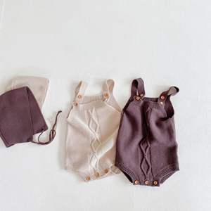 Conjunto de ropa de bebé de algodón de 4 piezas, suéter elástico, pelele con gorro, ropa de moda para niños - Product Image 5