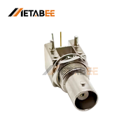 Connecteur coaxial RF BNC femelle à angle droit pour montage sur circuit imprimé, 50 ohms, pour CCTV