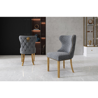 Conception tuftée de haute qualité or argent pieds en acier inoxydable chaise de restaurant cadre en métal chaise de salle à manger en velours