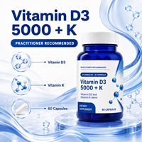 Capsules de Vitamine D3 et Complexe de Vitamine K Équilibrés, d'Origine Végétale, de Qualité Supérieure, pour Complément Alimentaire Quotidien pour Adultes