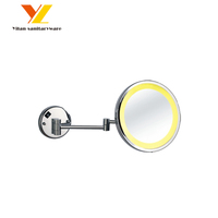 Professional LED Magnifying Make-up Mirror Dual Arm Extend Modern Square Wall Mount Chrome/Black Copper Frame 1 Hotel Villa