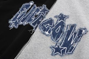 Sudadera con capucha extragrande SA2607 de estilo urbano, de poliéster y algodón grueso, con logotipo 3D personalizado, efecto vintage desgastado, cremallera, estampado y parche bordado. - Product Image 6