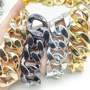 高品質 UV電気メッキ カラーアクリルチェーン 35*40MM バッグチェーンリンク プラスチック製スリッパ ウエストチェーン アクセサリー - Product Image 2