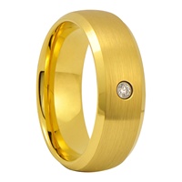 Klassischer Single CZ Stone Inlay vergoldeter Wolfram Ehering für Verlobung geschenk Party Jubiläum Stilvolle Eheringe