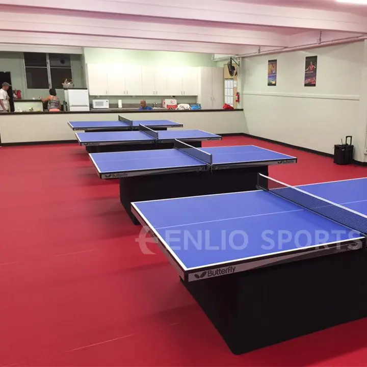 Enlio Indoor Anti-Slip Pvc Indoor Flooring Ping Pong Sport Court Gym Basketball Table Tennis Court Vinyl Sport Floor