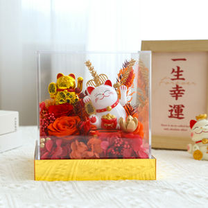 กล่องดอกไม้เซรามิกรู<span class=keywords><strong>ป</strong></span>แมวน่ารักแบบกำหนดเองได้สำหรับขายส่ง เหมาะเ<span class=keywords><strong>ป</strong></span>็นของขวัญปีใหม่ พร้อมดอกกุหลาบคงสภาพในกล่องอะคริลิค - Product Image 2