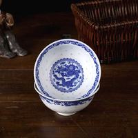 Bol à riz en porcelaine bleue et blanche, motif floral chinois traditionnel, bol en céramique pour la consommation domestique