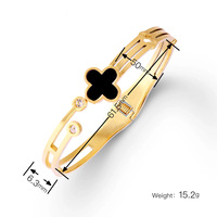 Bracelet à quatre feuilles en plaqué or Offre Spéciale avec manchette ouverte trèfle