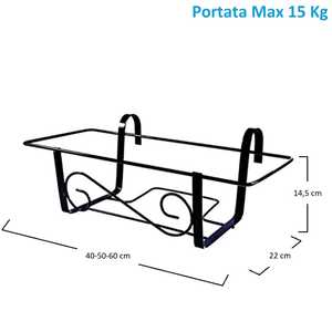 Ensemble de supports pour plantes de balcon en métal, 40, 50, 60 cm, support pour pot de fleurs en fer noir pour usage extérieur - Product Image 2